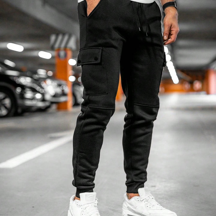 Twist-Flap Pocket Jogger Pants - Black