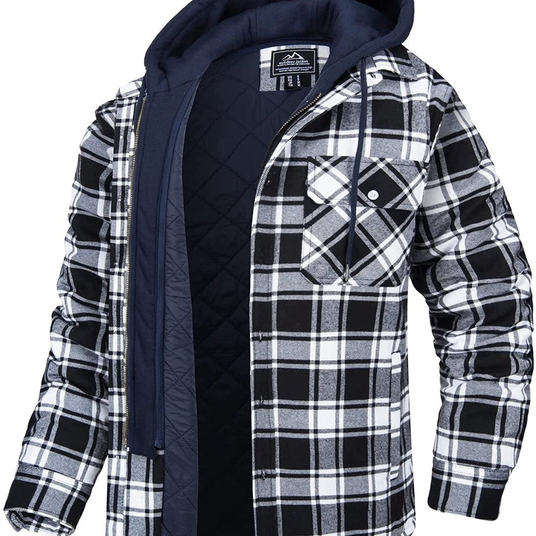 Tommy Jas | Geruit heren vest met capuchon en warme voering in de kleur Zwart/Wit voor heren in stijl ideaal voor de herfst.