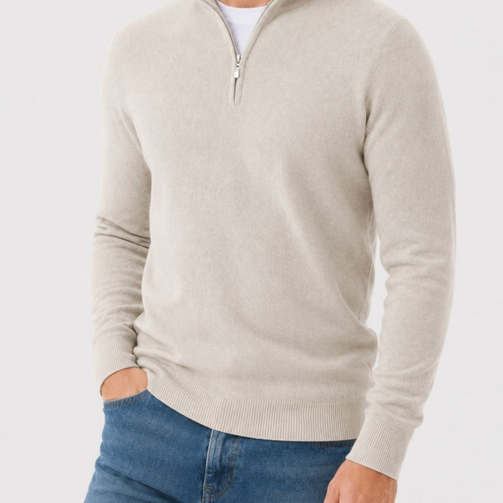 V-neck zip detail wool-look sweater, front styled view