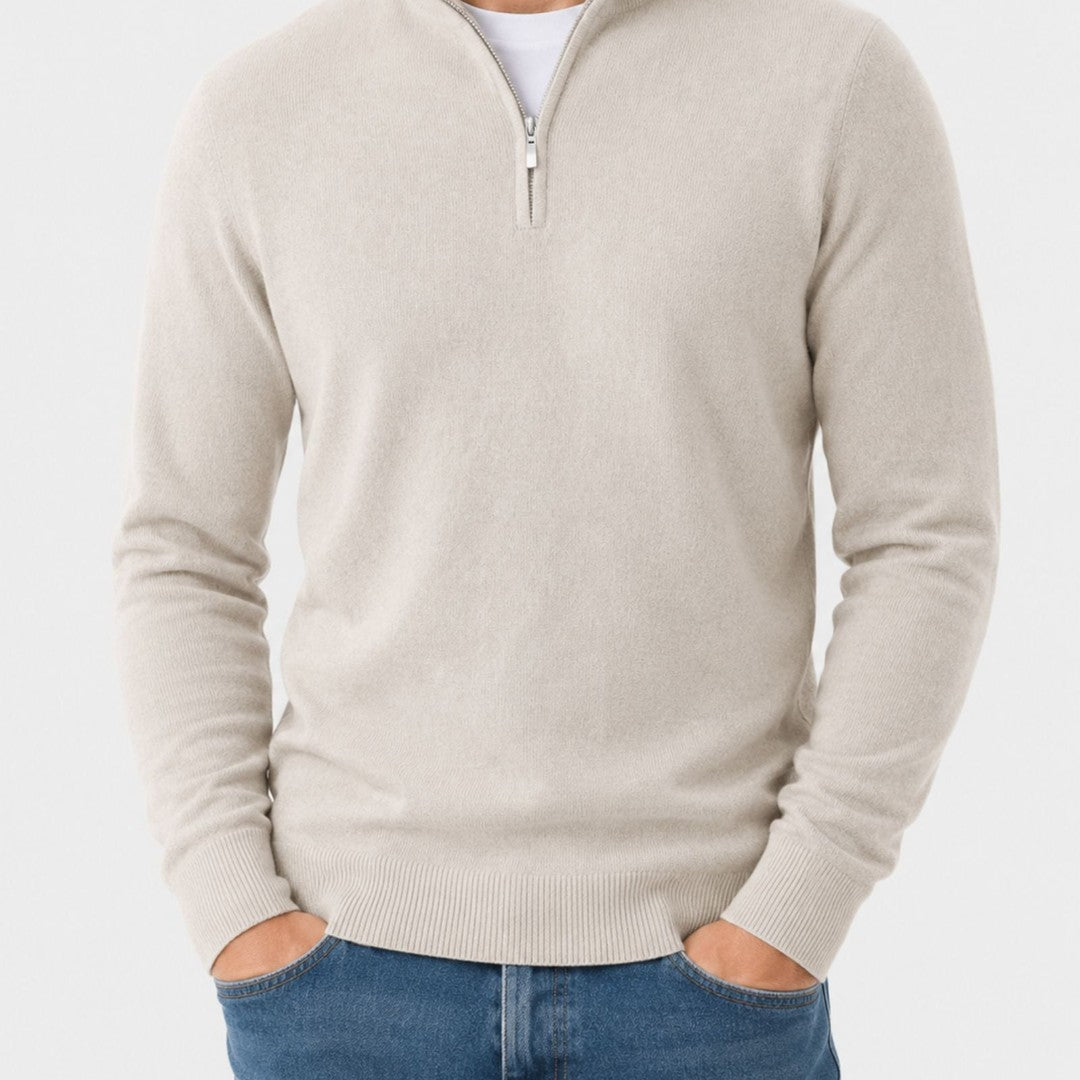 V-neck zip detail wool-look sweater, zip detail close-up