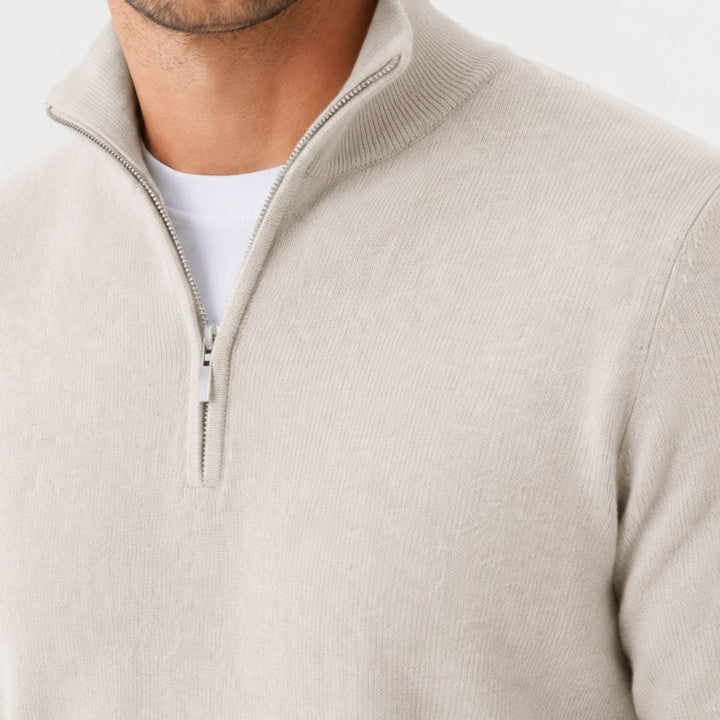 V-neck zip detail wool-look sweater, sleeve view