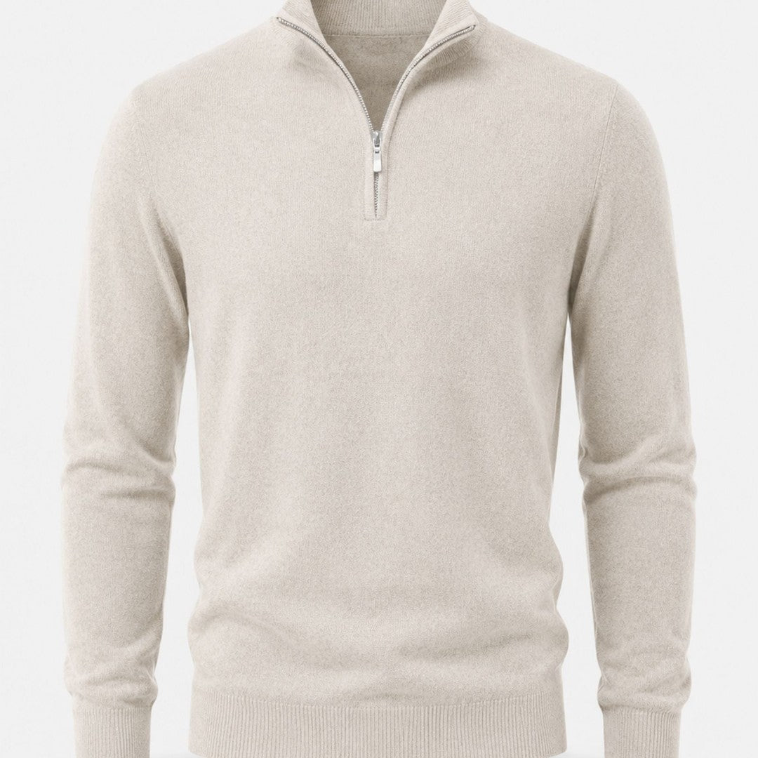 V-neck zip detail wool-look sweater, collar detail view