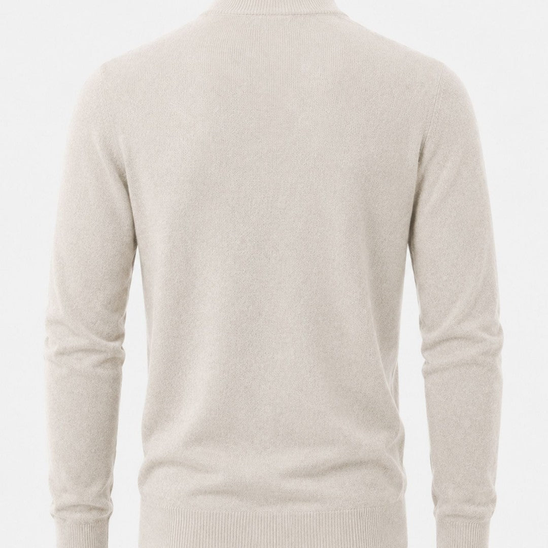 V-neck zip detail wool-look sweater, back view