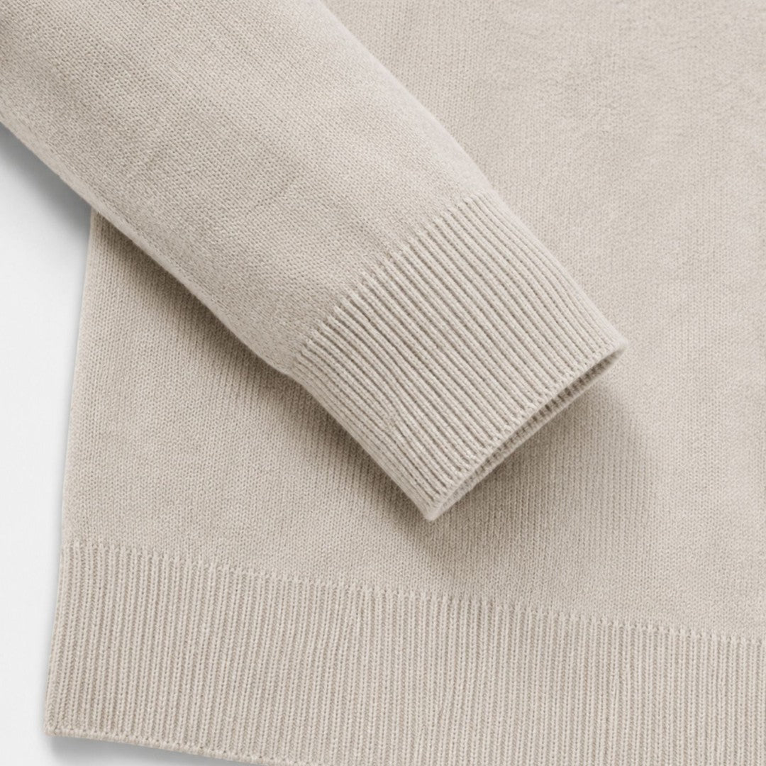 V-neck zip detail wool-look sweater, front styled view