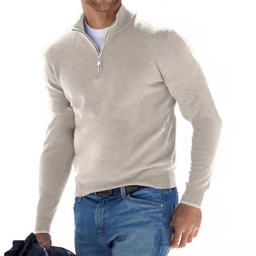V-neck zip detail wool-look sweater, zip detail close-up