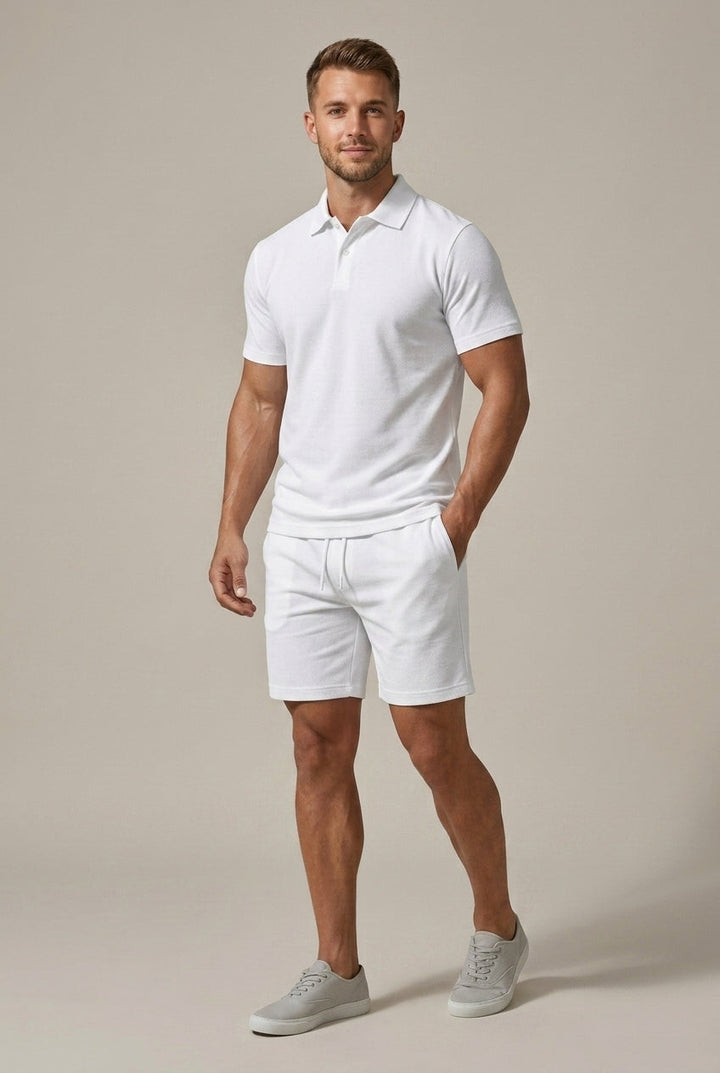 Short Sleeve Shirt and Drawstring Shorts Set