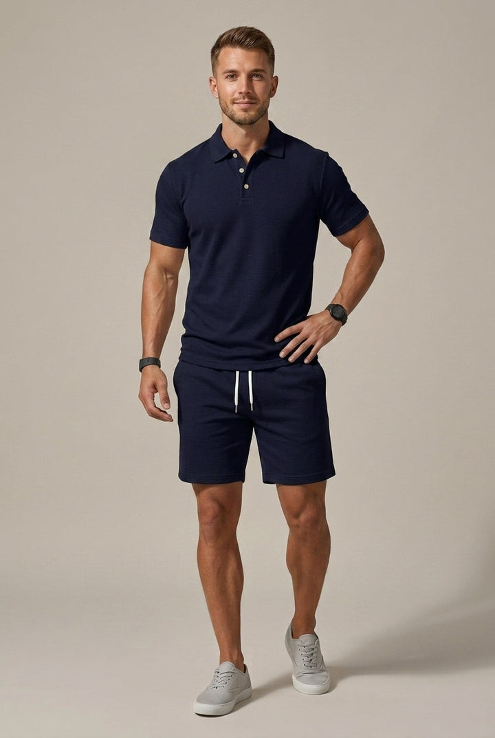 Short Sleeve Shirt and Drawstring Shorts Set