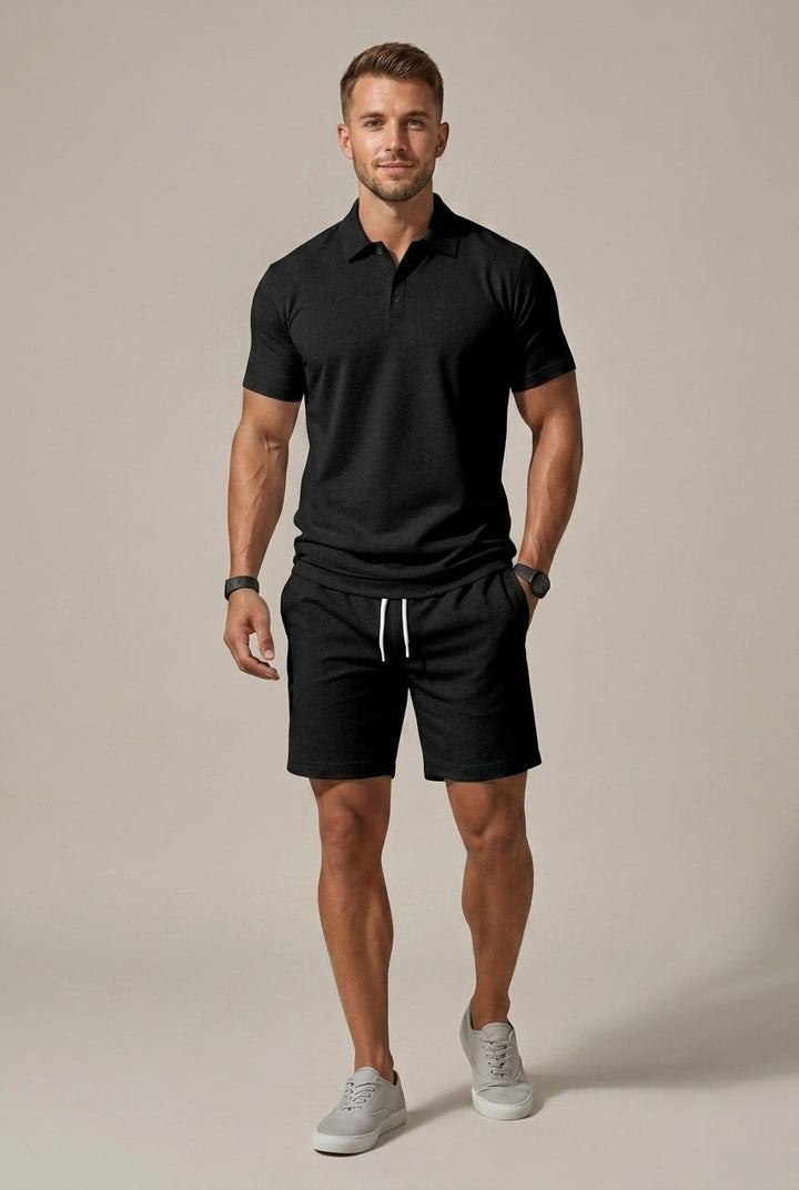 Short Sleeve Shirt and Drawstring Shorts Set