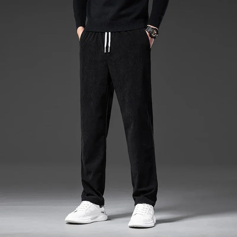 Drawstring Corduroy-Look Pants