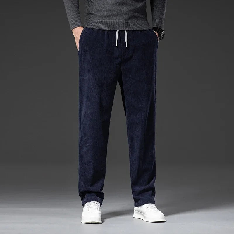 Drawstring Corduroy-Look Pants