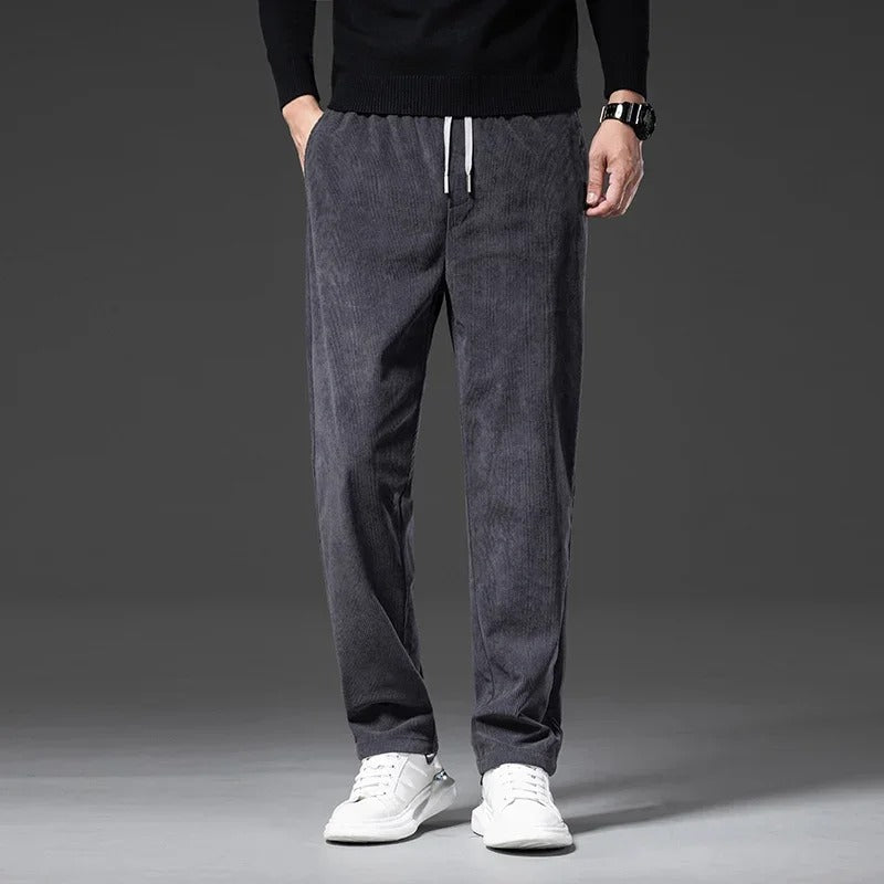 Drawstring Corduroy-Look Pants