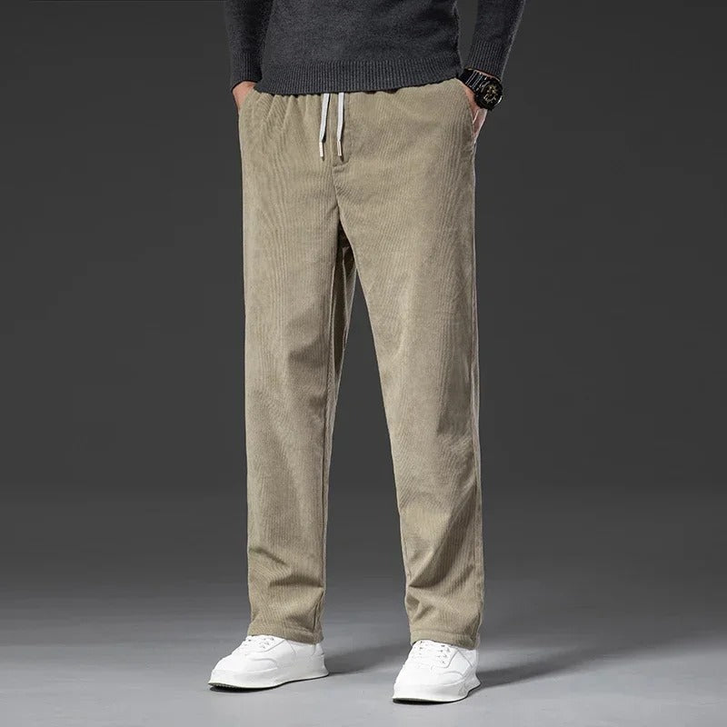 Drawstring Corduroy-Look Pants