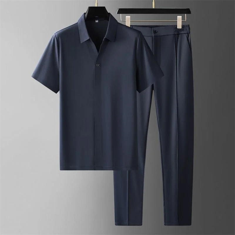 Polo Shirt and Straight Leg Trousers Set