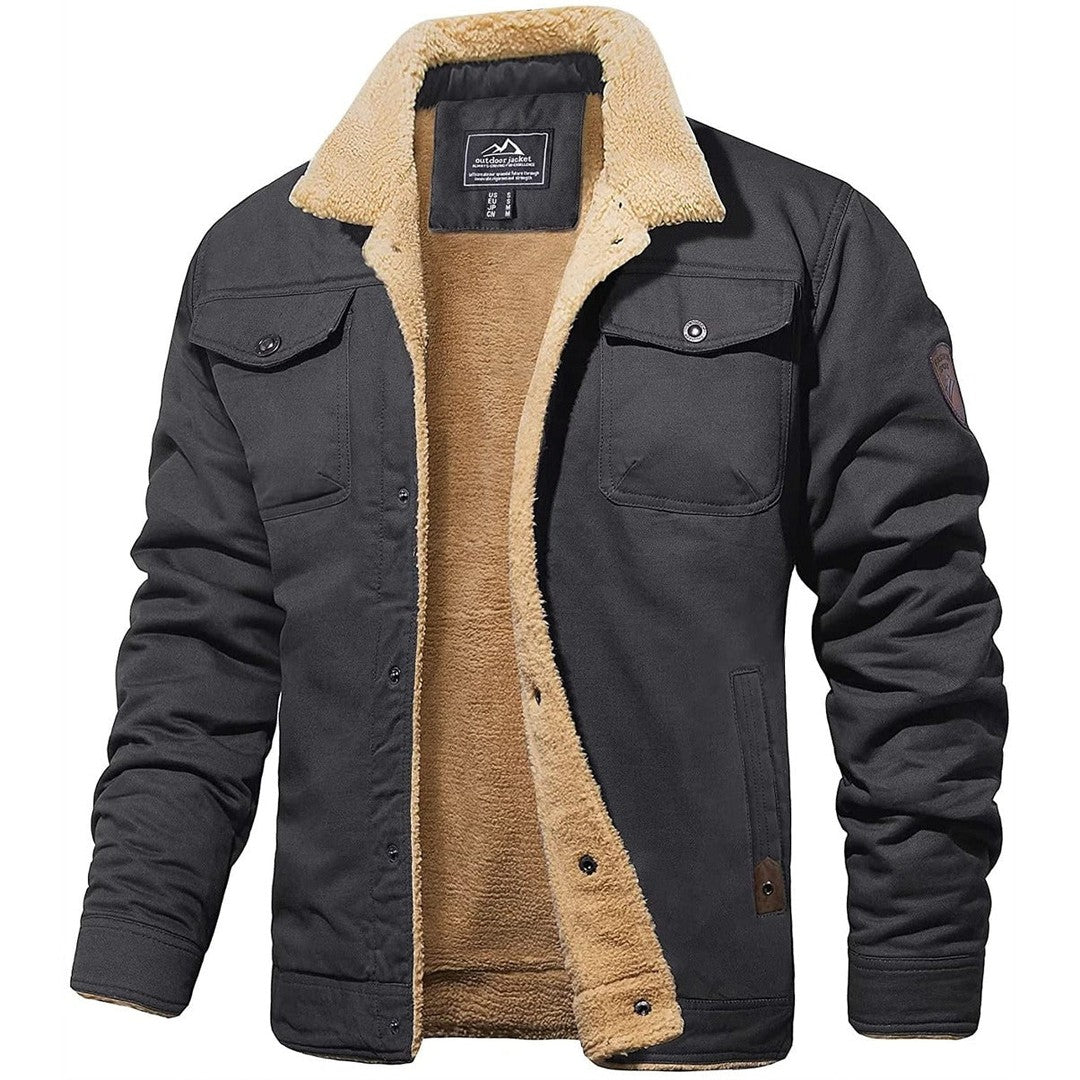 Vintage-Style Bomber Jacket - Dark Grey
