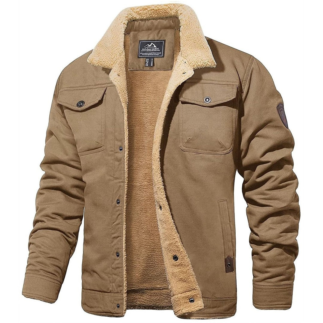 Vintage-Style Bomber Jacket - Khaki