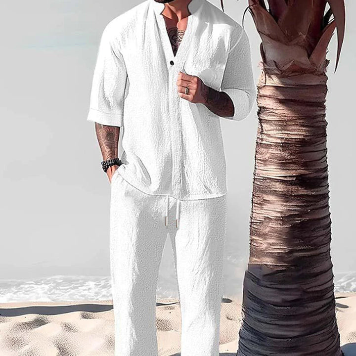 Linen-Look Shirt and Pants Set