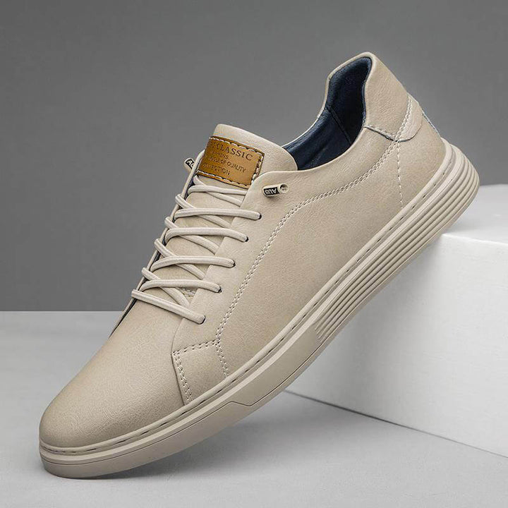 Textured Leather-Look Low-Top Sneakers