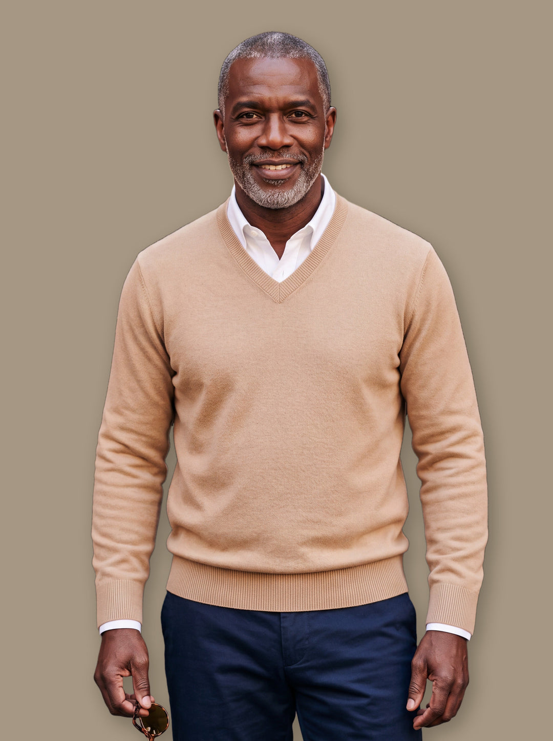 Classic V-Neck Fine-Knit Pullover Sweater
