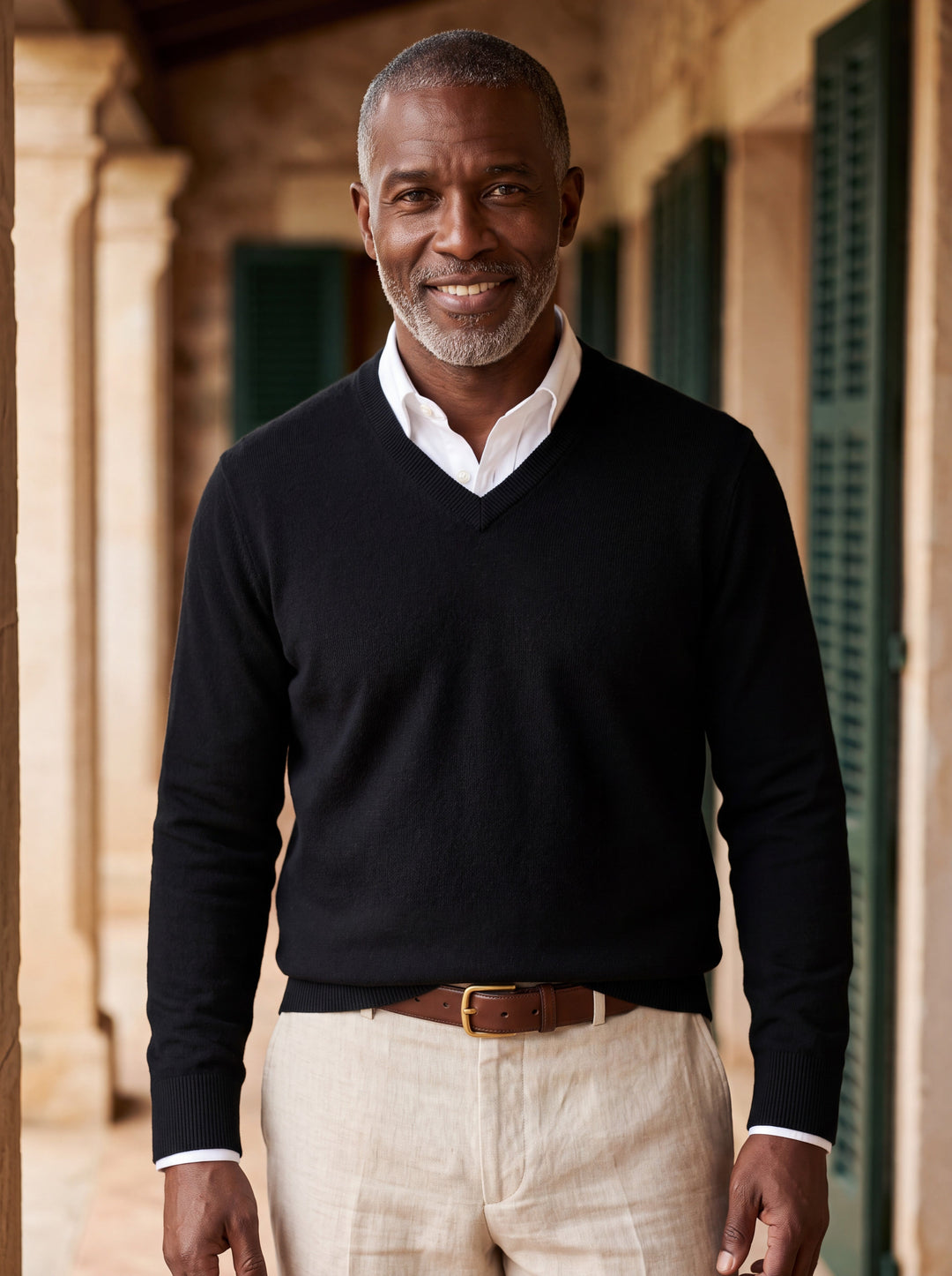 Classic V-Neck Fine-Knit Pullover Sweater