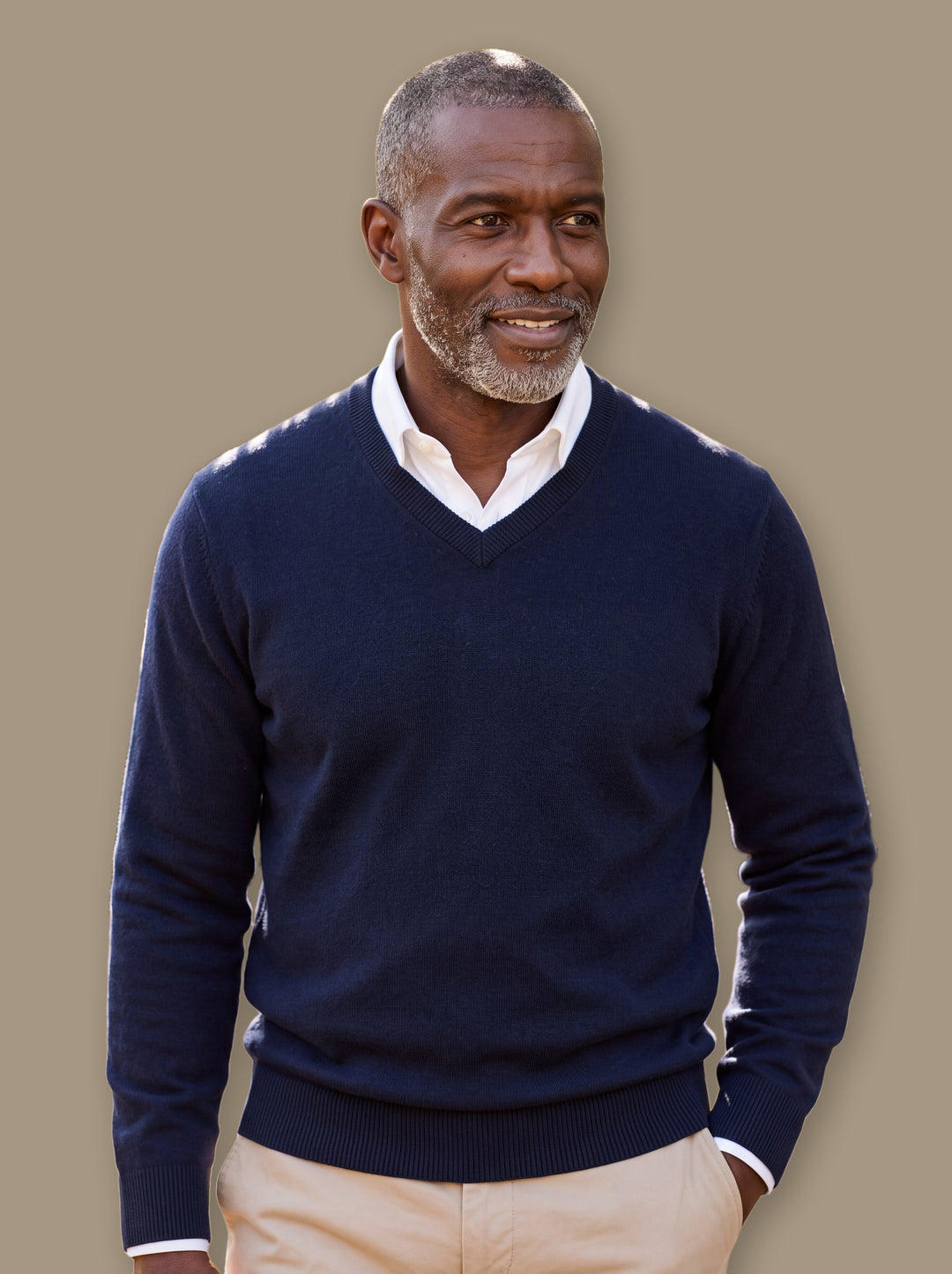 Classic V-Neck Fine-Knit Pullover Sweater
