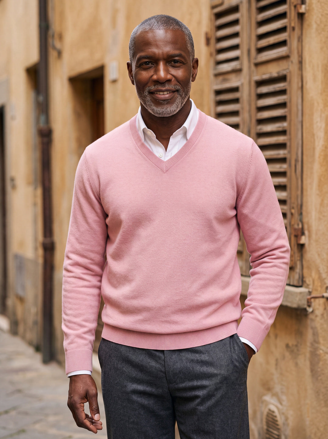 Classic V-Neck Fine-Knit Pullover Sweater