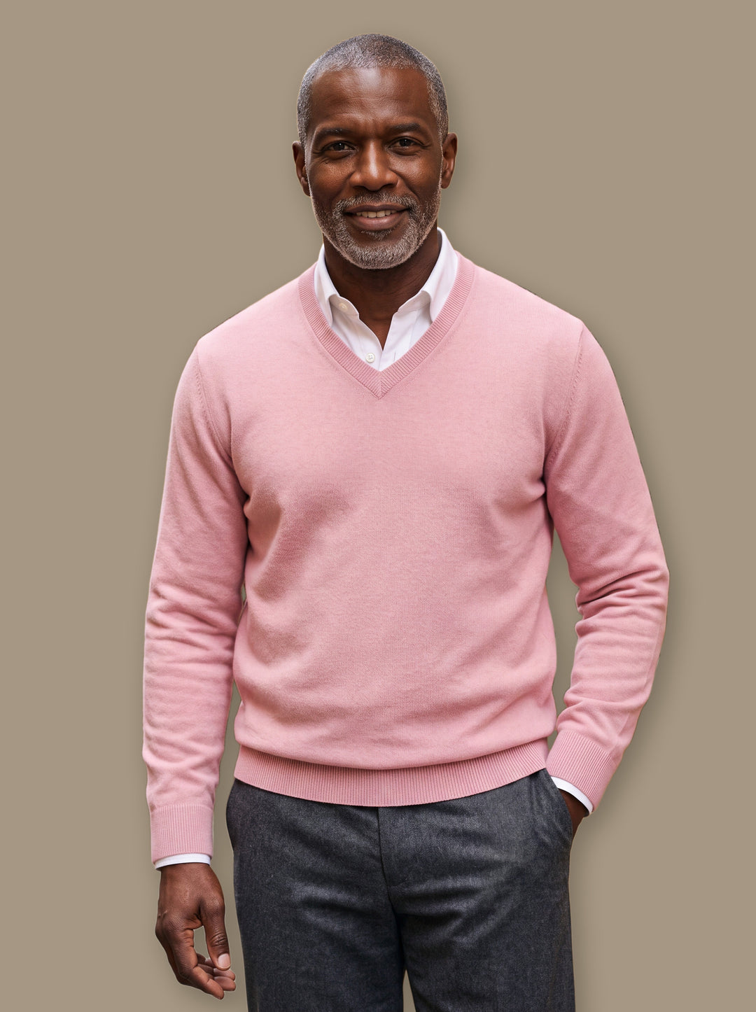 Classic V-Neck Fine-Knit Pullover Sweater