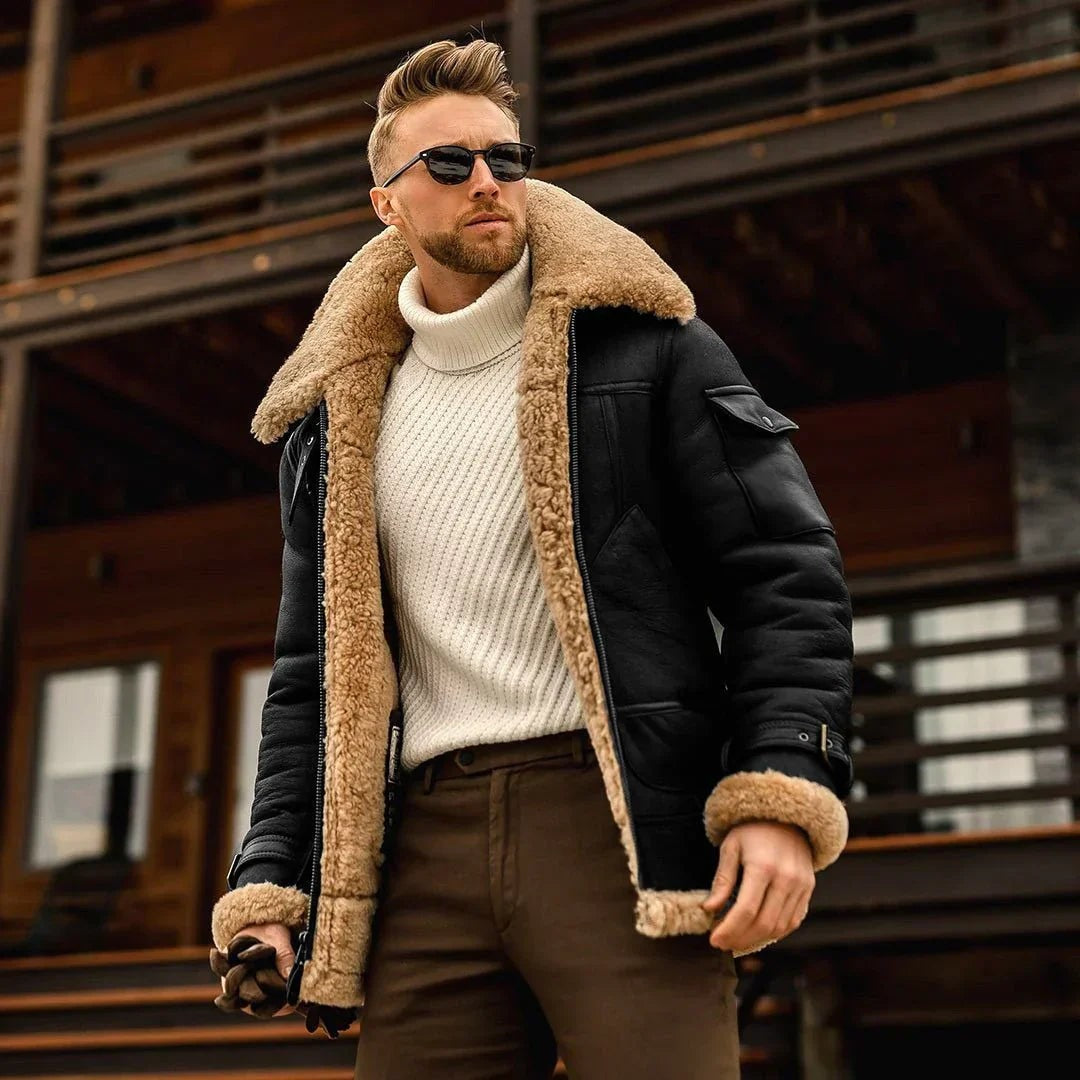 Warm Men's Winter Coat - Viktor-Black-S-State of Style
