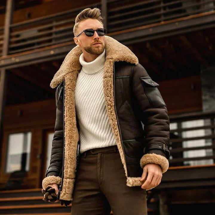 Warm Men's Winter Coat - Viktor-Dark Brown-S-State of Style