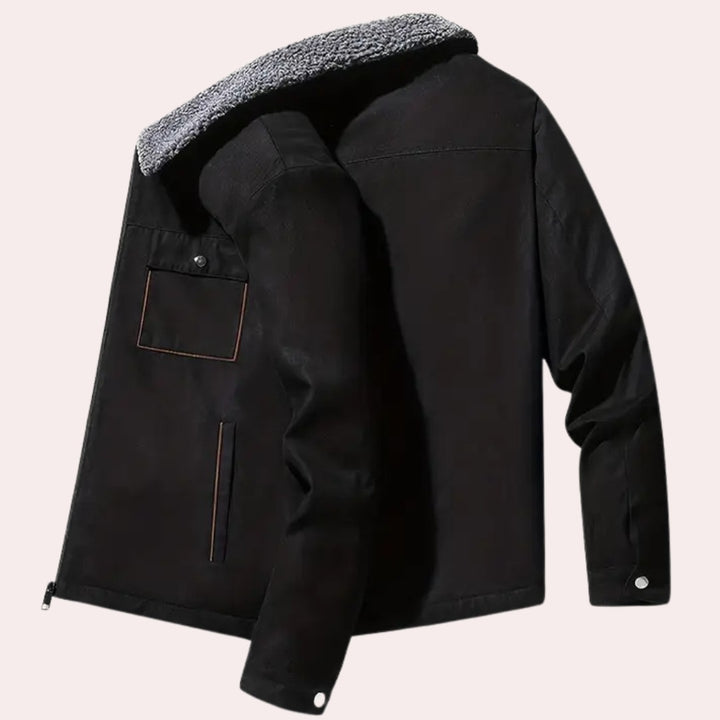 Whitcombe Lane - Sherpa-Lined Collar Utility Jacket Flap Chest Pocket Zip Front