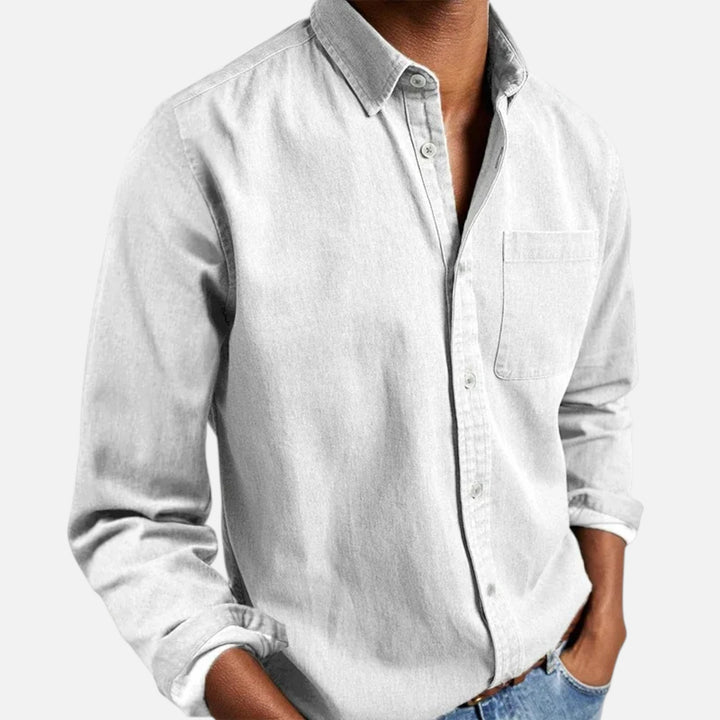 Solid Long Sleeve Button Shirt