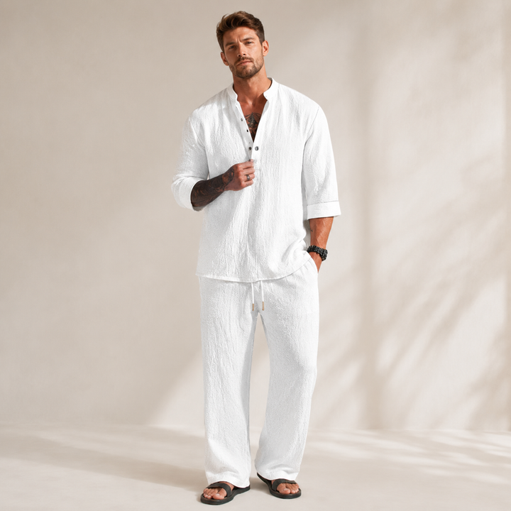 Linen-Look Shirt and Pants Set