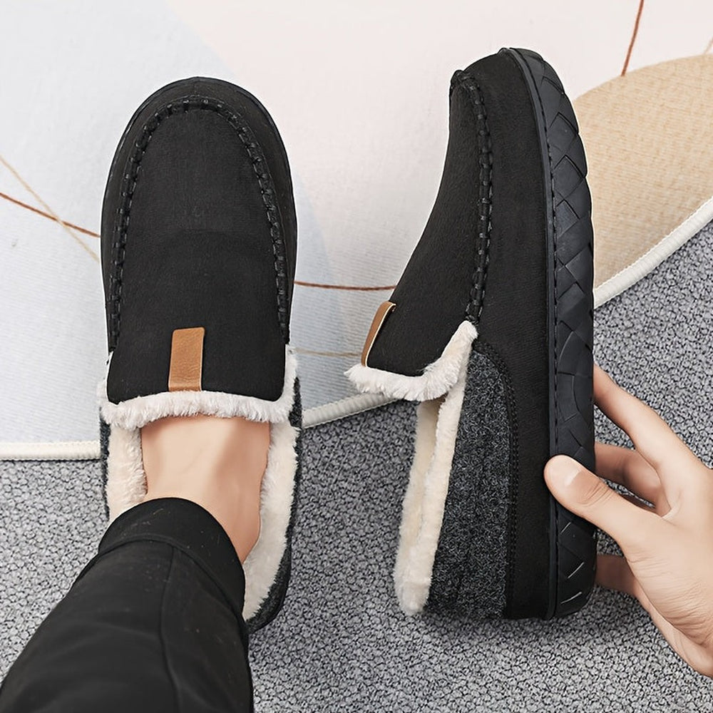 Wool-look lined loafer slipper, side profile
