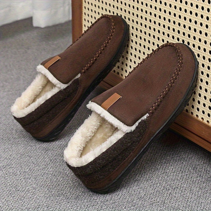 Wool-look lined loafer slipper, top view
