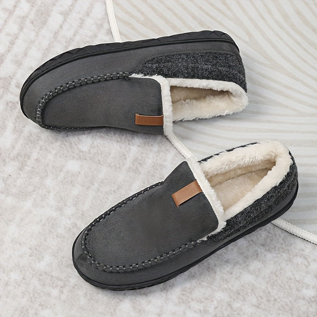 Wool-look lined loafer slipper shown in grey