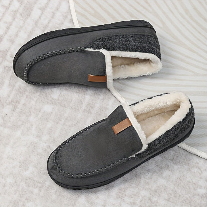 Wool-look lined loafer slipper shown in grey