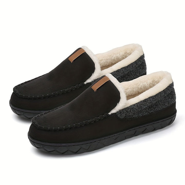 Wool-look lined loafer slipper, worn lifestyle view