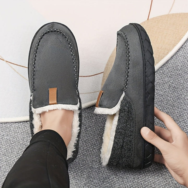 Wool-look lined loafer slipper, pair together view