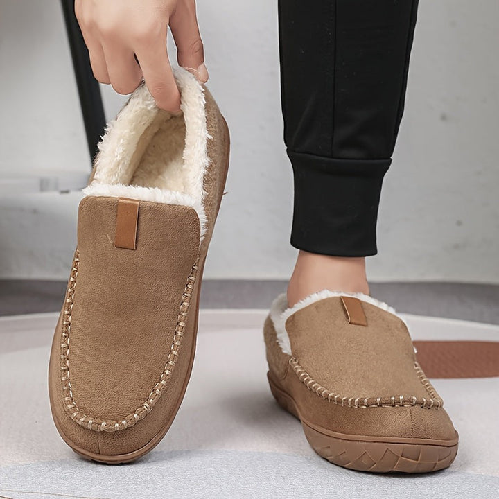 Wool-look lined loafer slipper, indoor styled view