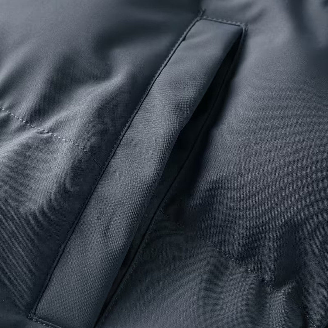 Wrenford - Hooded Puffer Bomber Jacket Fleece Lining Ribbed Hem Sleeve Zip Pocket