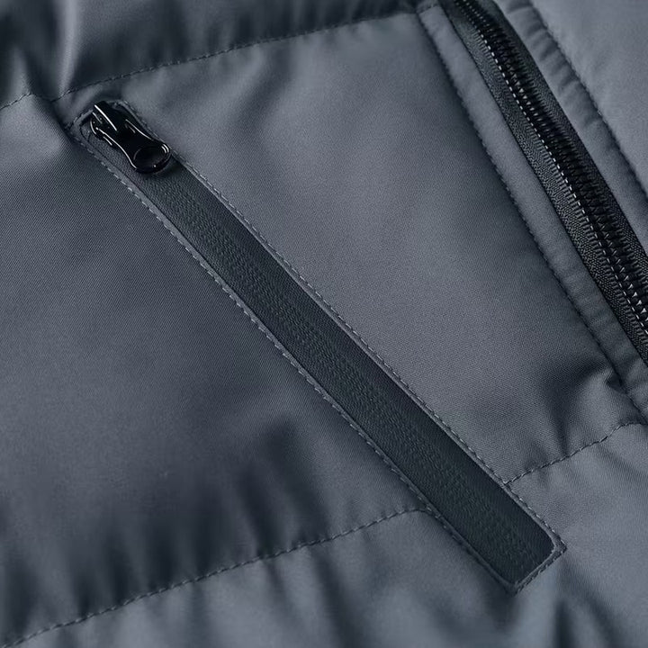 Wrenford - Hooded Puffer Bomber Jacket Fleece Lining Ribbed Hem Sleeve Zip Pocket