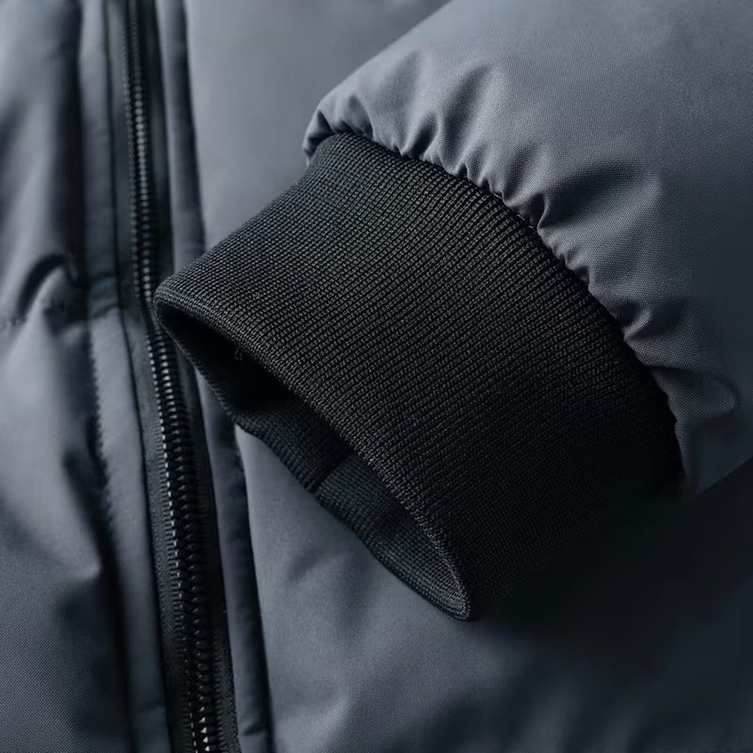 Wrenford - Hooded Puffer Bomber Jacket Fleece Lining Ribbed Hem Sleeve Zip Pocket